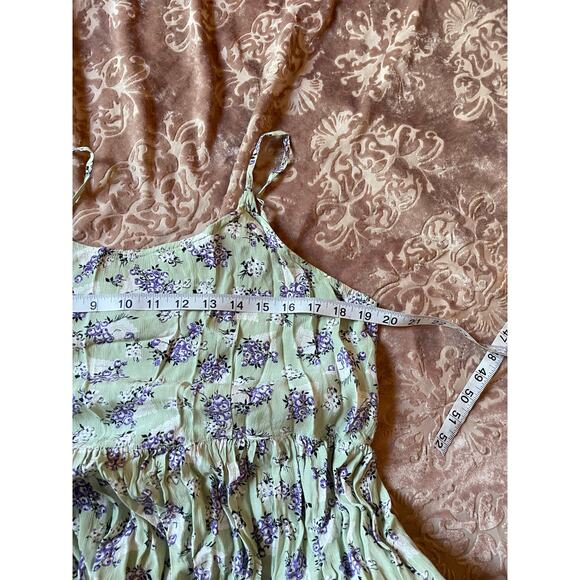 Vintage cotragecore floral midi dress sage green with pockets size medium - Picture 5 of 7